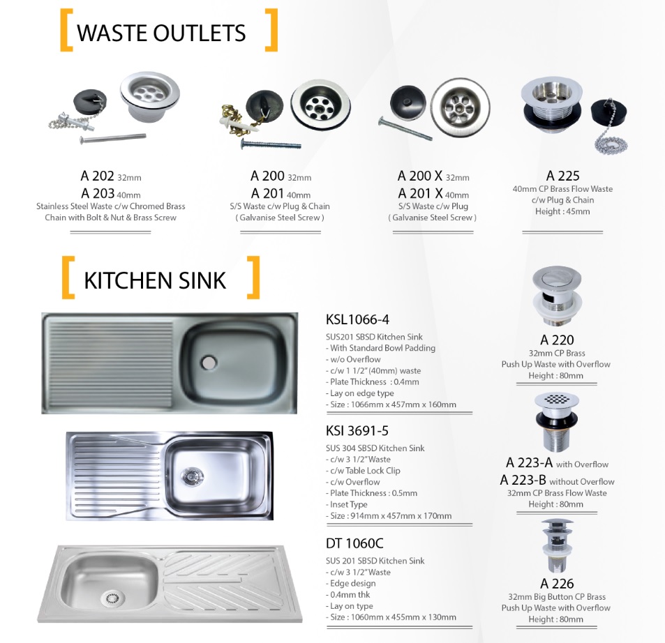 Waste Outlets & Kitchen Sinks